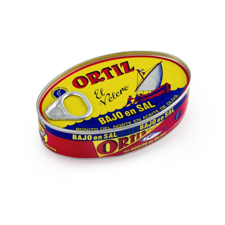 Bonito del norte en aceite de oliva ORTIZ bajo en sal lata 112 g pn.