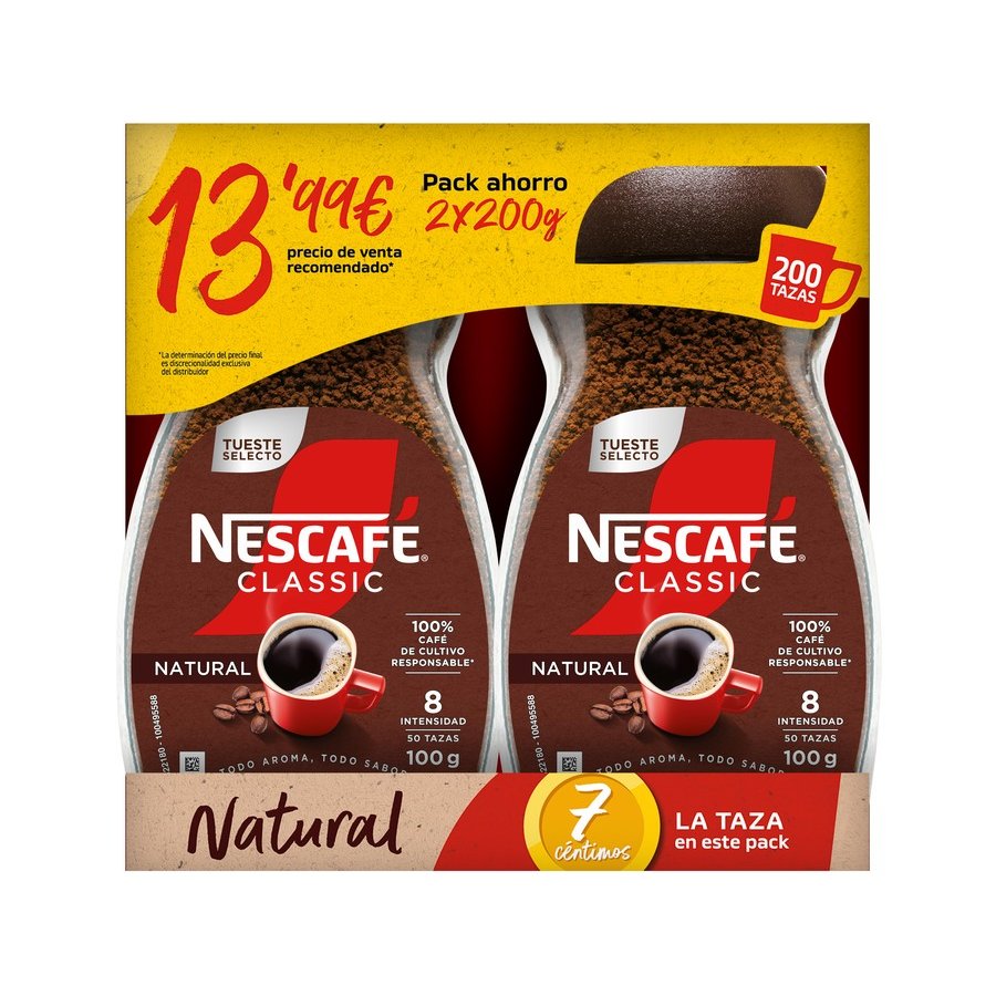 Café soluble NESCAFE Classic natural pack 2X200 g