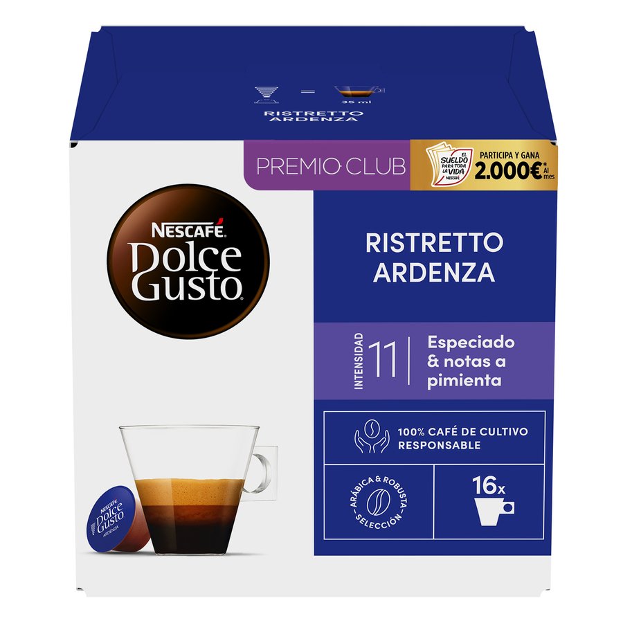 Café cápsulas Nescafé DOLCE GUSTO Ristretto Ardenza 16 unidades 104 g