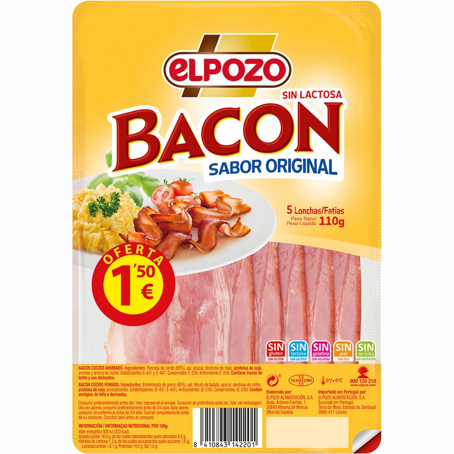 Bacon ELPOZO sabor original 110 g