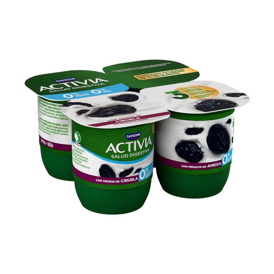 Bífidus ACTIVIA DANONE con ciruelas0% pack 4x120 g
