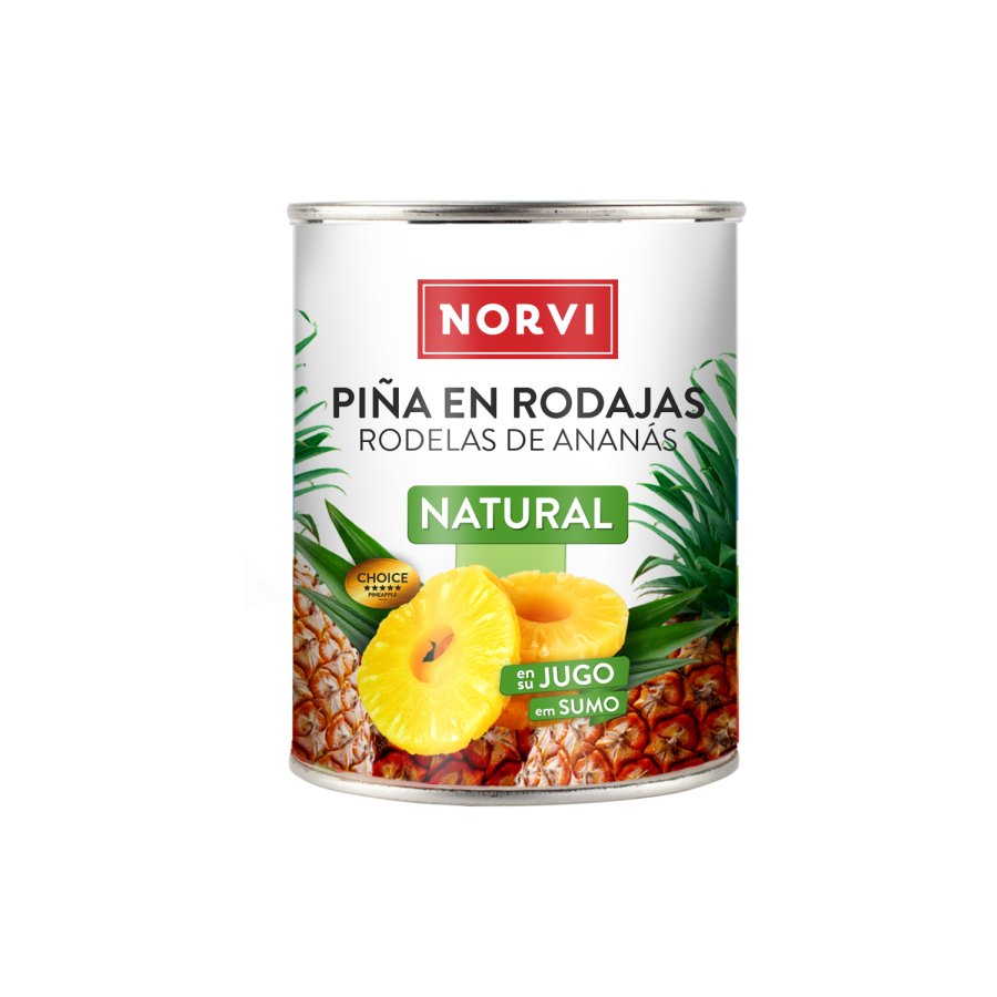 Piña en su jugo NORVI lata 340 g pne.