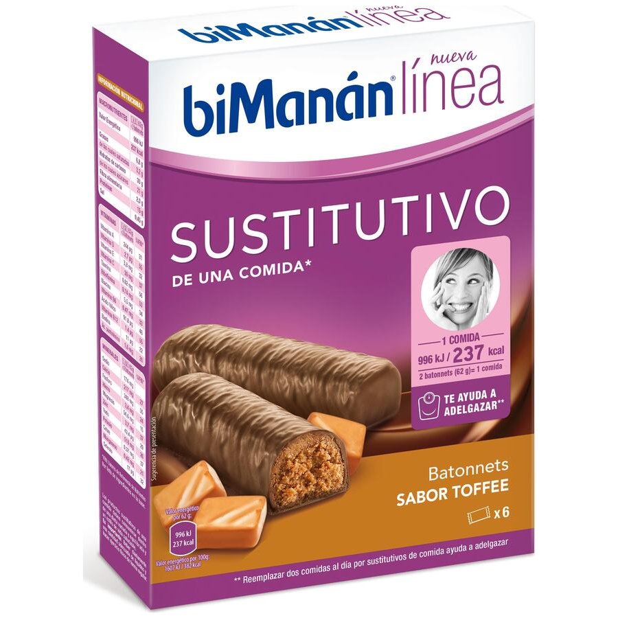 Bastones sabor toffee BIMANAN Sustitutivo paquete 6 x 31 g