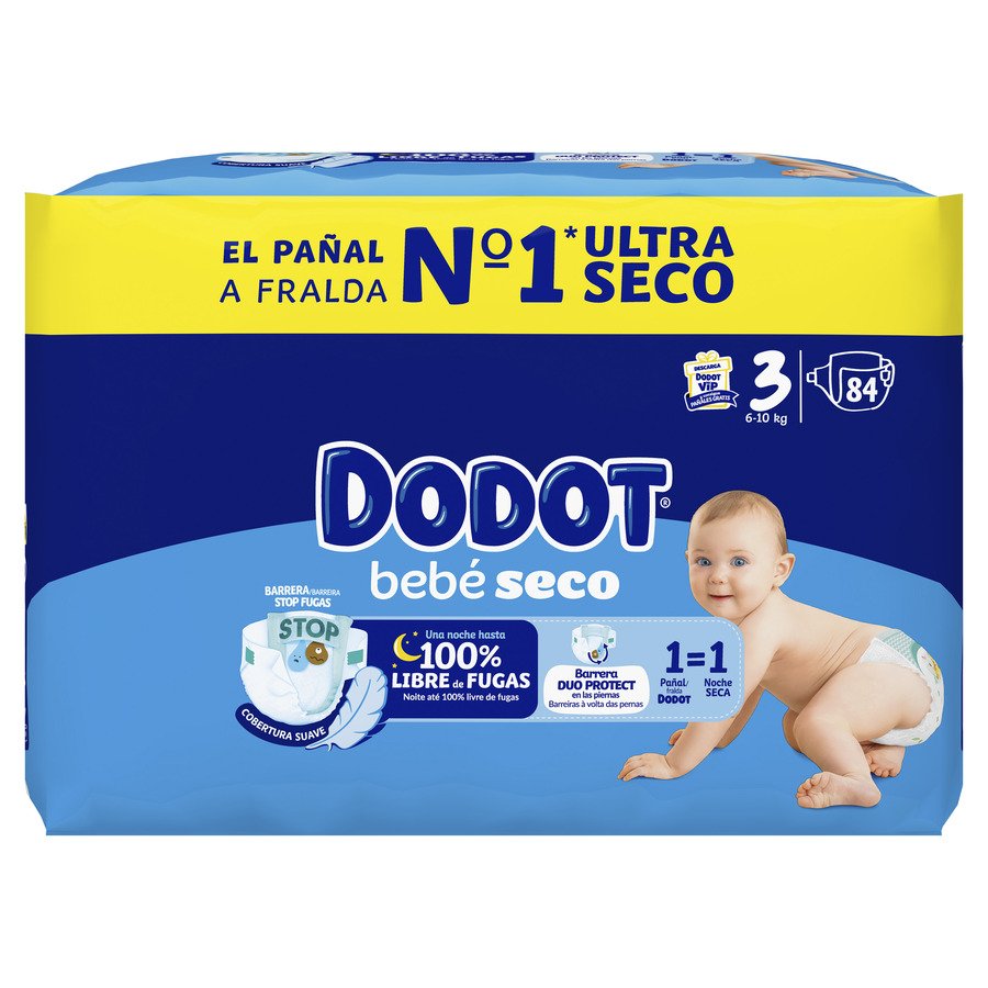Pañal DODOT bebé seco T3 84 unidades