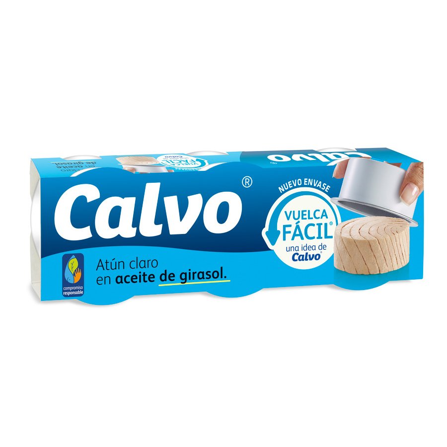Atún claro en aceite de girasol CALVO Vuelca Fácil pack 3x65 g