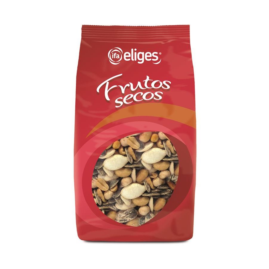 Cocktail frutos secos salados (cacahuetes,garbanzos,maíz,pipas giras.calab,maíz gig)IFA ELIGES 500g