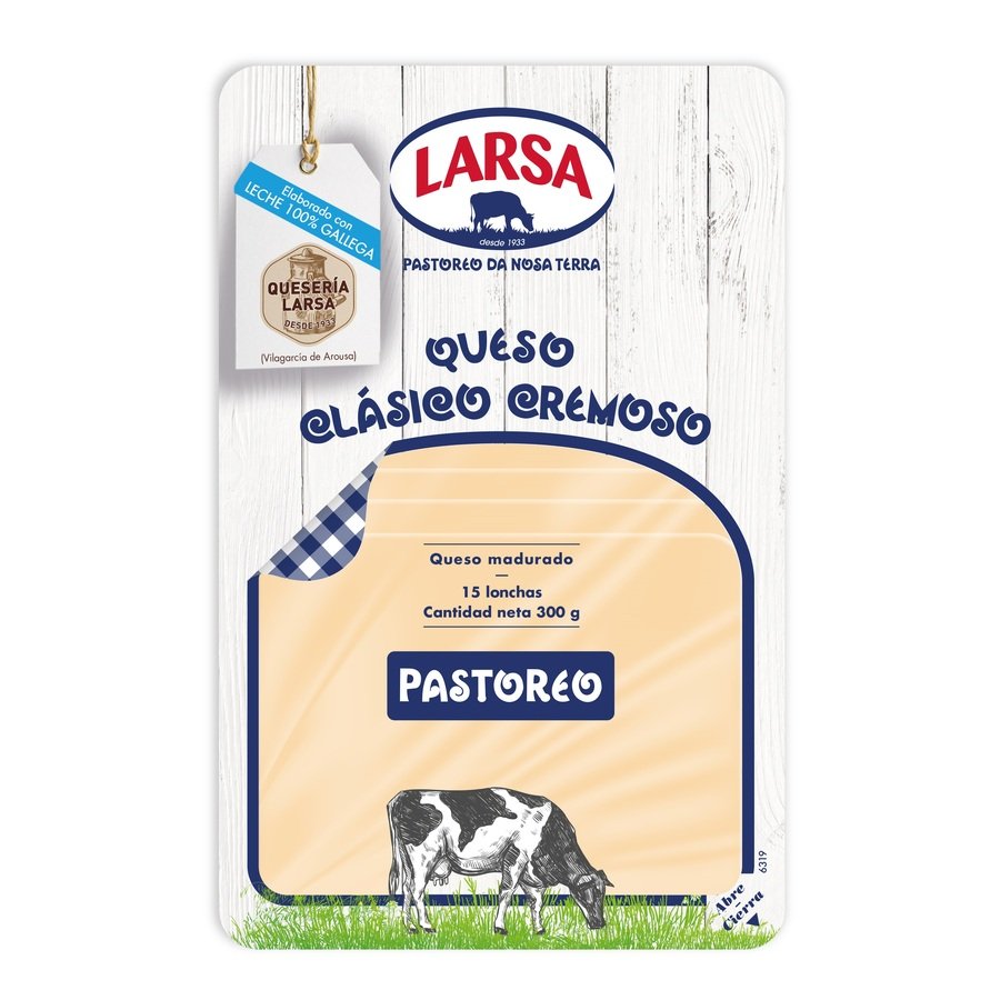 Queso LARSA Clásico Cremoso Pastoreo lonchas 300 g