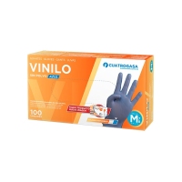 Guante vinilo sin polvo azul CUATROGASA talla mediana 100 unidades