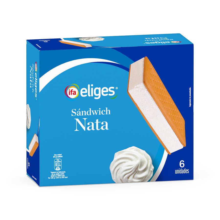 Helado sándwich nata IFA ELIGES 6 unidades 288 g