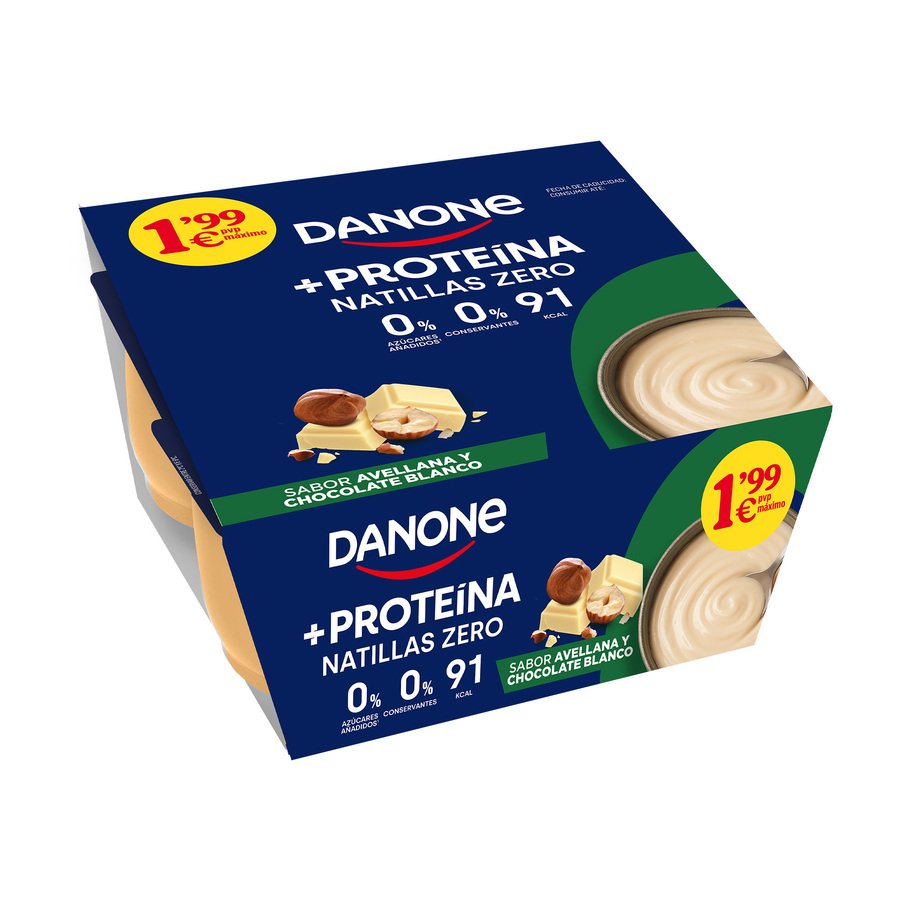 Natillas Zero DANONE Proteína avellana chocolate blanco 4x120 g