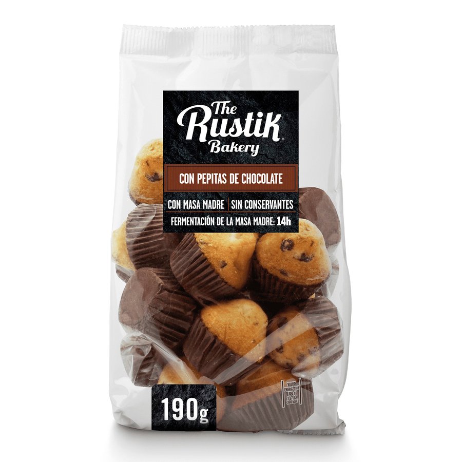 Imagen de Mini magdalenas pepitas chocolate RUSTIK BAKERY 190 g