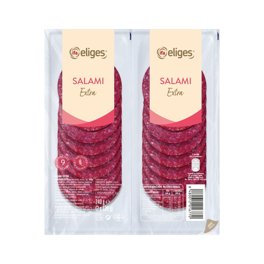 Salami extra IFA ELIGES lonchas 2X120 g