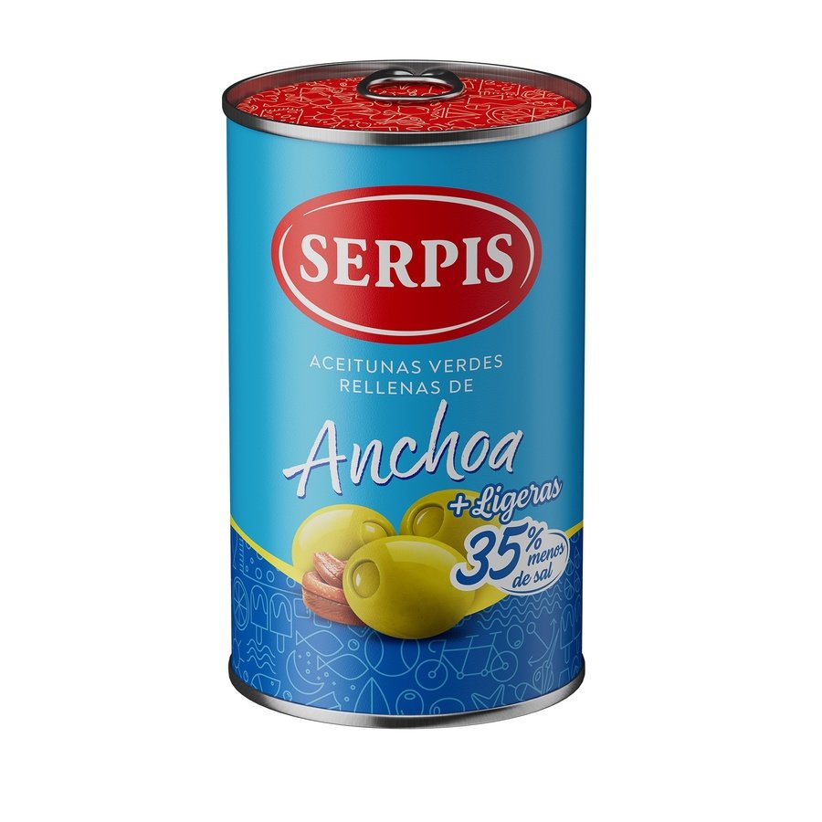 Aceituna rellena de anchoa SERPIS Más Ligera lata 130 g pne.