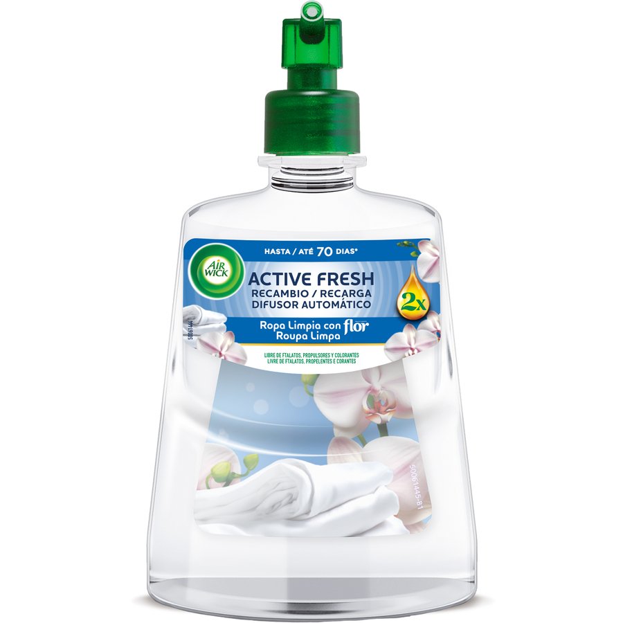 Ambientador pilas AIR WICK active fresh recambio ropa limpia flor