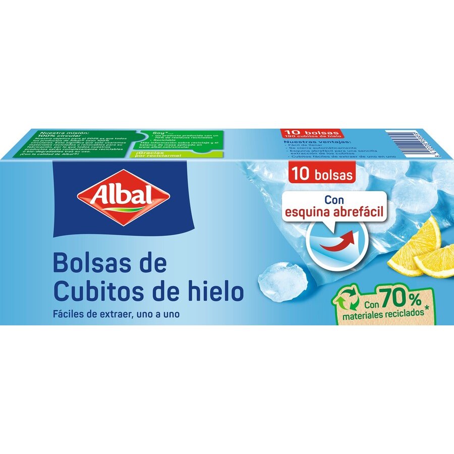 Bolsa cubitos de hielo ALBAL caja 10 unidades