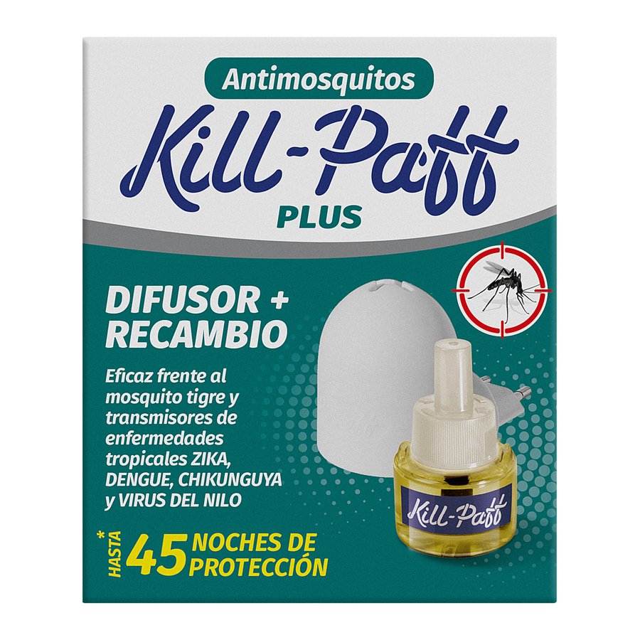 Insecticida eléctrico KILL PAFF mosquitos difusor + recambio 45 noches