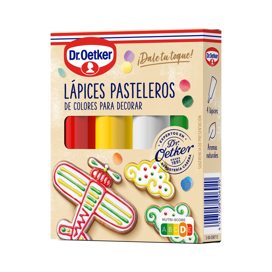 Lápices pasteleros de colores DR.OETKER 4X19 g