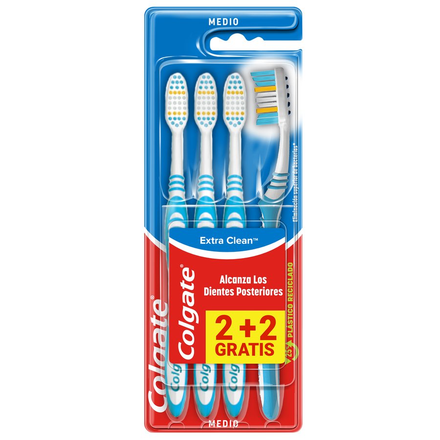 Cepillo COLGATE medio Extra Clean pack 2 unidades +2 gratis