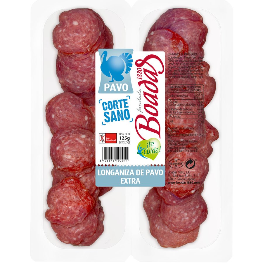 Longaniza de pavo LA PREFERIDA 2X62,50 g