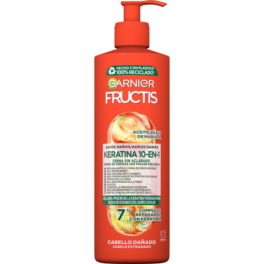 Crema sin aclarado FRUCTIS keratina 10 en 1 400 ml