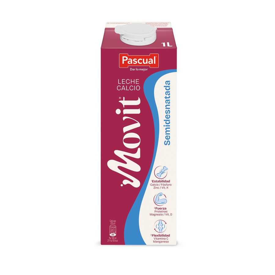 Leche semidesnatada Movit PASCUAL calcio brik 1 l