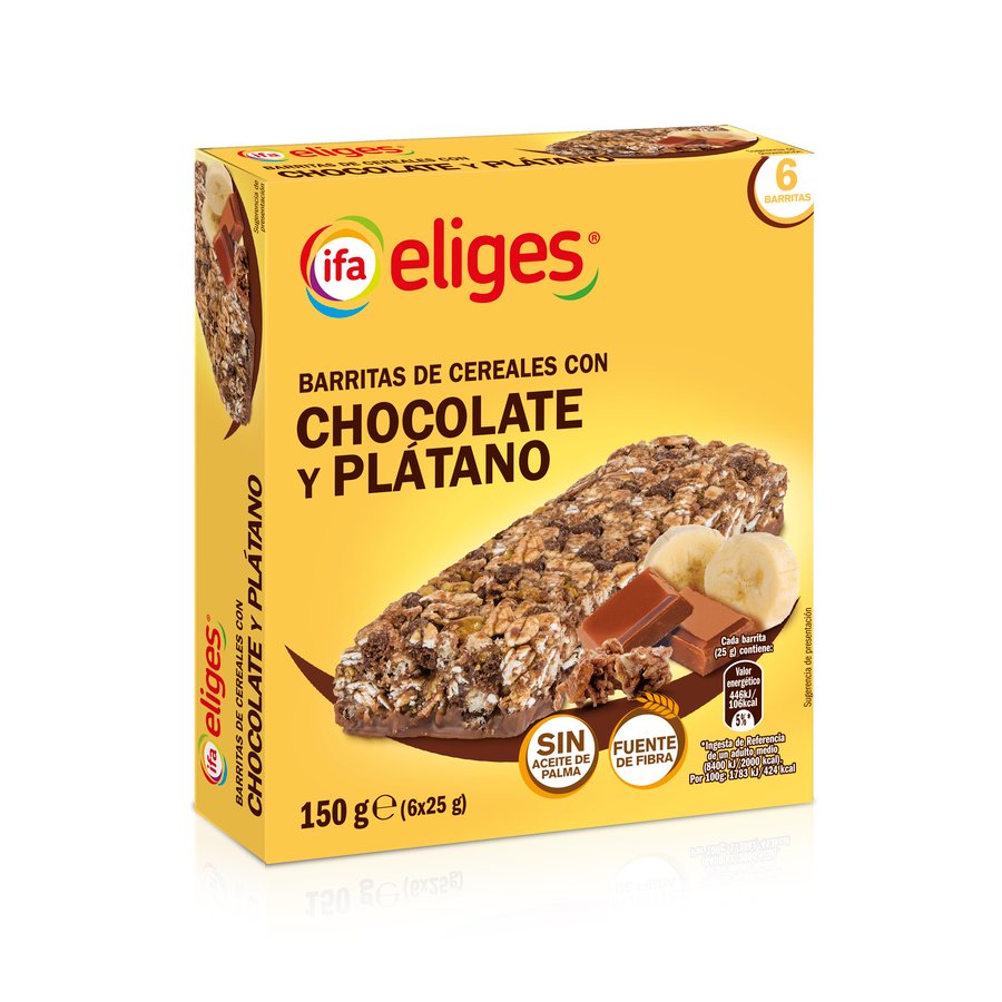 Barritas de cereales con chocolate-plátano IFA Eliges 6x25 g
