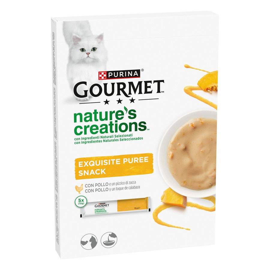 Snack gato PURINA Gourmet puré de pollo 5x10 g