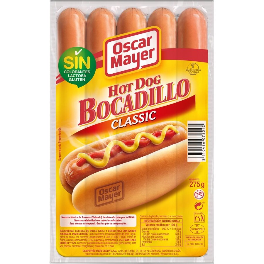 Salchichas OSCAR MAYER bocadillo classic 275 g