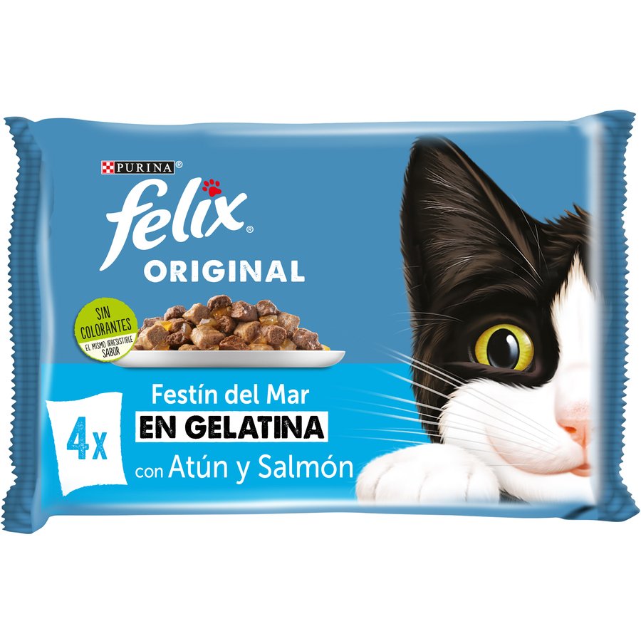 Alimento gato FELIX original selección pescados gelatina 4x85 g