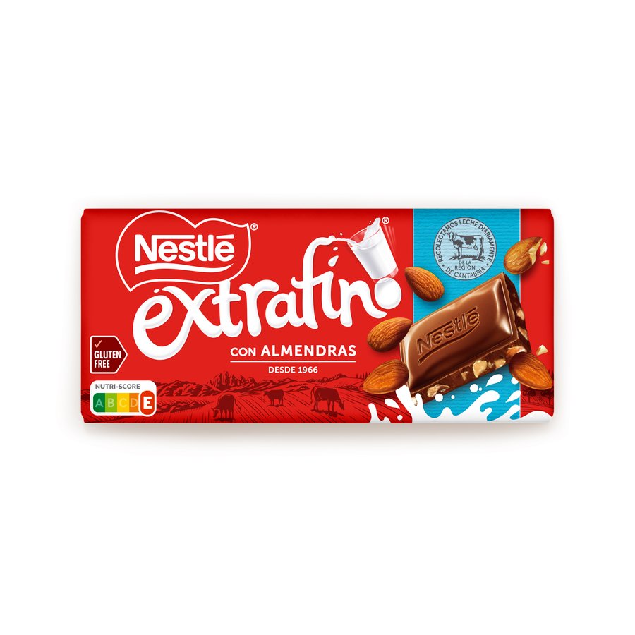Chocolate con leche y almendras NESTLE Extrafino tableta 123 g