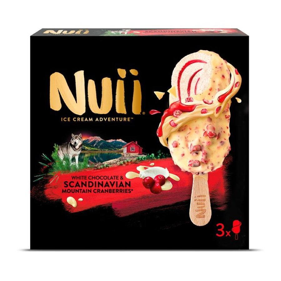 Helado bombón NUII chocolate blanco arándano rojo 3 unidades 201 g