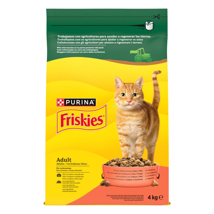Alimento gato PURINA FRISKIES buey pollo y verduras 4 kg