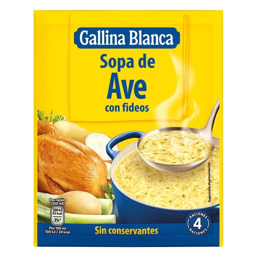 Sopa de ave con fideos GALLINA BLANCA sobre 76 g