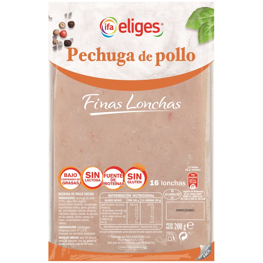 Pechuga pollo finas lonchas IFA ELIGES 200 g