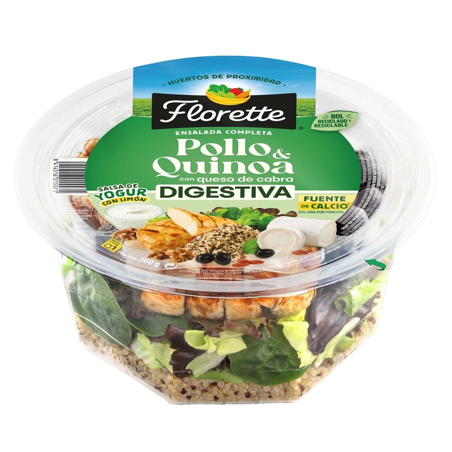 Ensalada completa digestiva pollo/quinoa FLORETTE 260 g