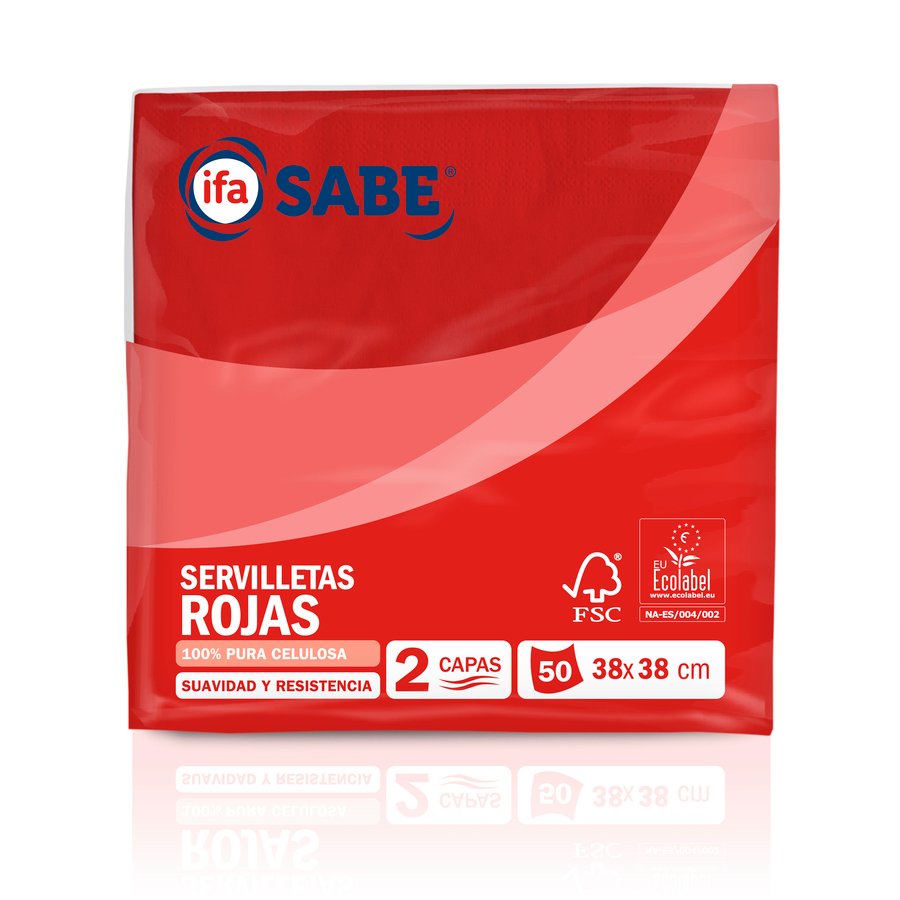 Servilletas rojas IFA SABE 38x38 cm 2 capas 50 unidades