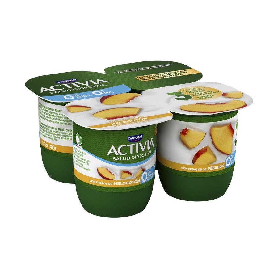 Bífidus ACTIVIA DANONE con melocotón 0% pack 4x120 g