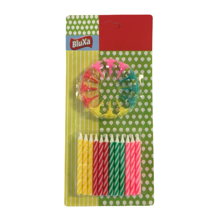 Velas cumpleaños 24 unidades + 12 soportes