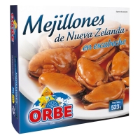 Mejillones en escabeche ORBE de Nueva Zelanda 35/45 lata 523 g pn.