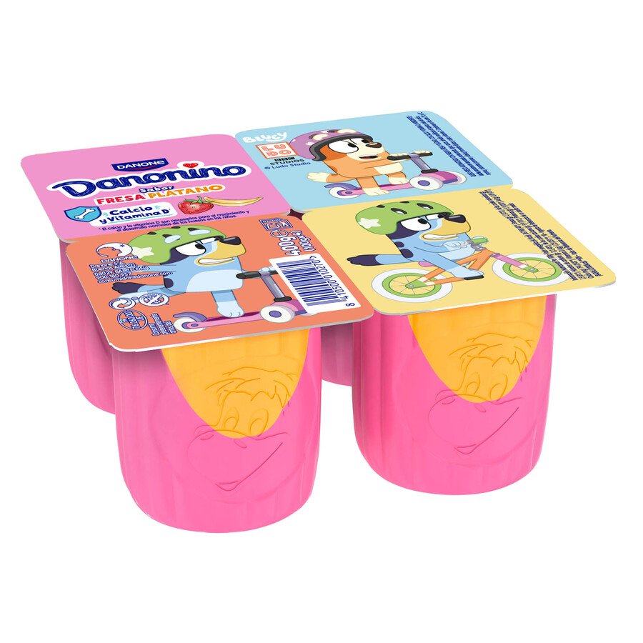 Imagen de Queso fresco petit DANONE DANONINO fresa-plátano 4x100 g