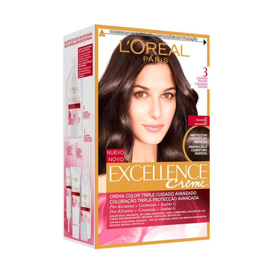Crema color L'ORÉAL Excellence castaño-oscuro 3