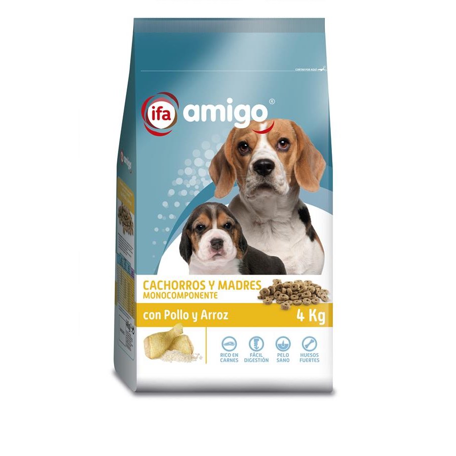 Alimento perro cachorros y madres monocomponente pollo-arroz IFA AMIGO 4 kg