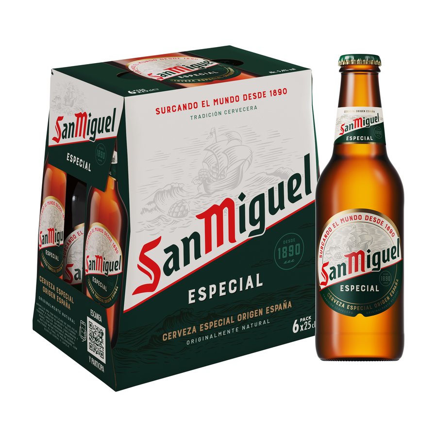 Cerveza SAN MIGUEL botellín pack 6x25 cl