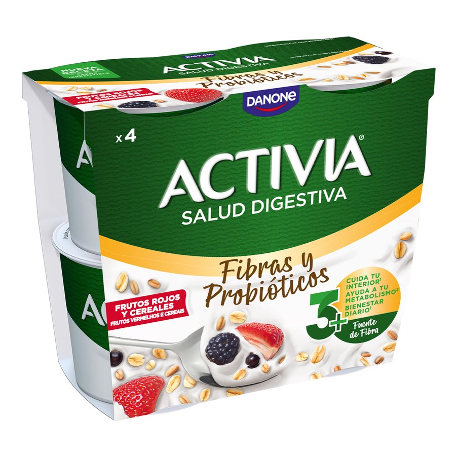 Bifidus ACTIVIA DANONE Frutos Rojos y Cereales 4x115 g