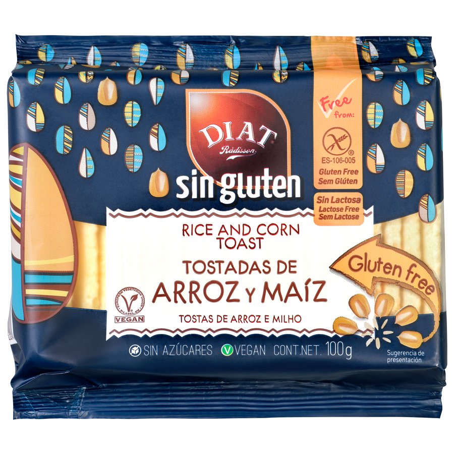Tostadas de arroz y maíz sin gluten sin lactosa DIET RADISSON 100 g
