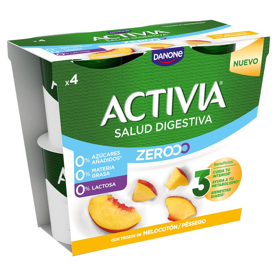 Bífidus ACTIVIA DANONE melocotón Zerooo 4x120 g