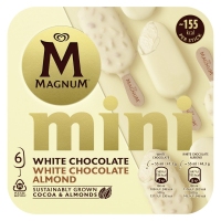 Helado bombón mini MAGNUM chocolate blanco almendra 6 unidades 257 g mini