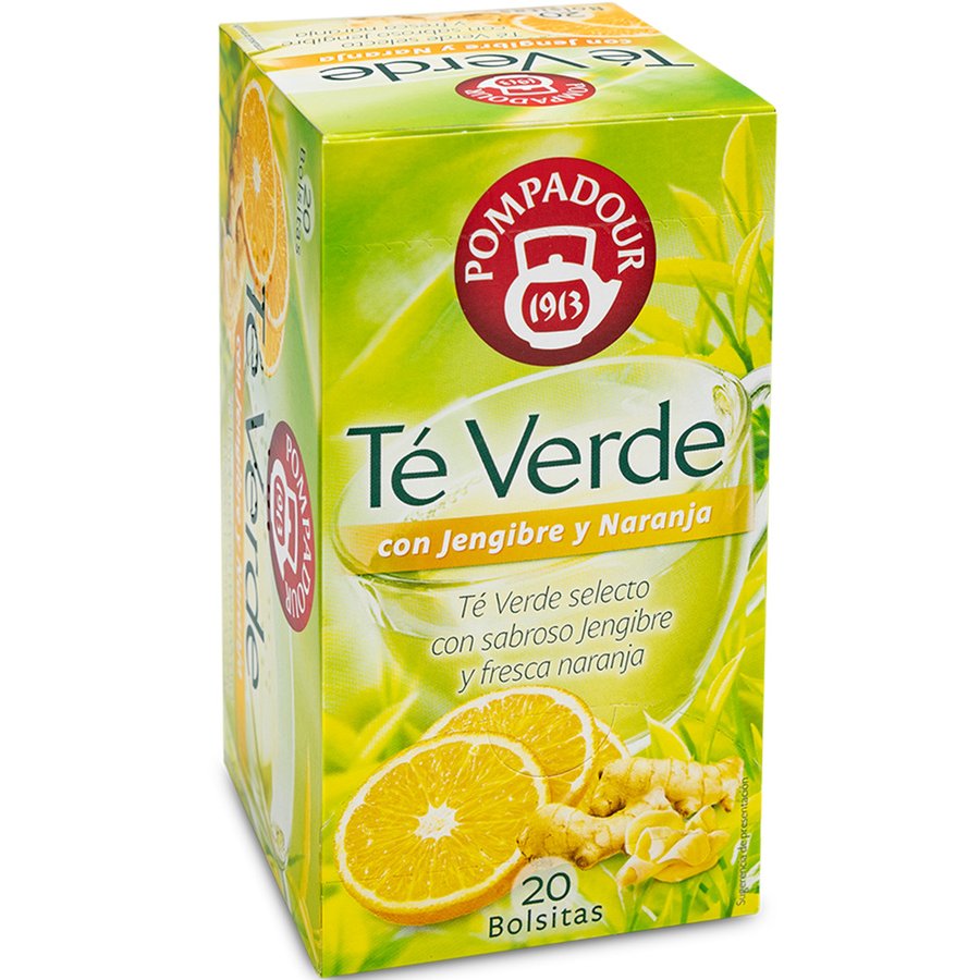 Té verde con jengibre y naranja POMPADOUR estuche 20 unidades
