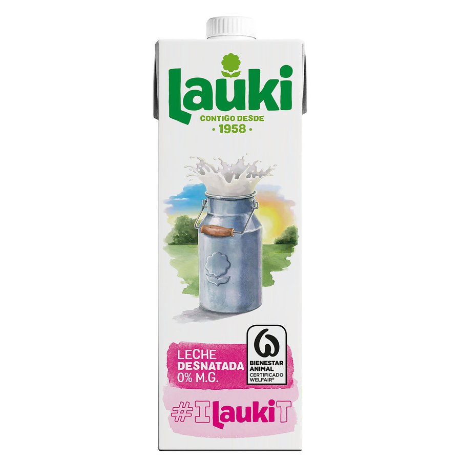 Leche desnatada LAUKI brik 1 l