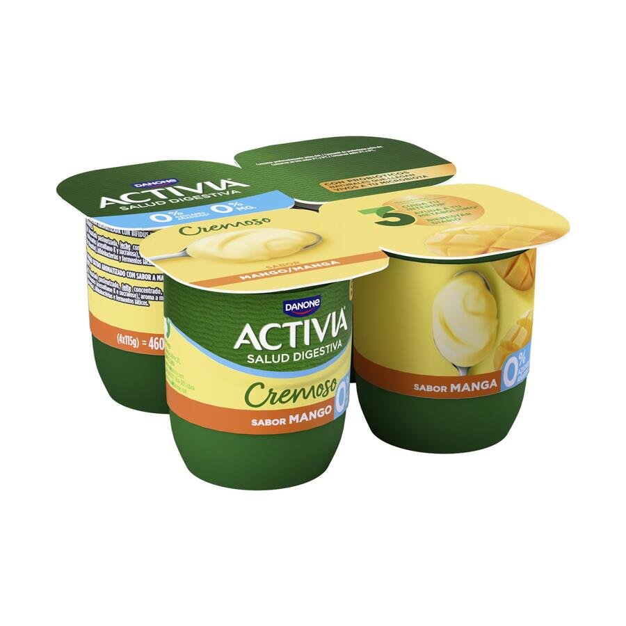 Bífidus ACTIVIA DANONE cremoso mango 0% pack 4X115 g